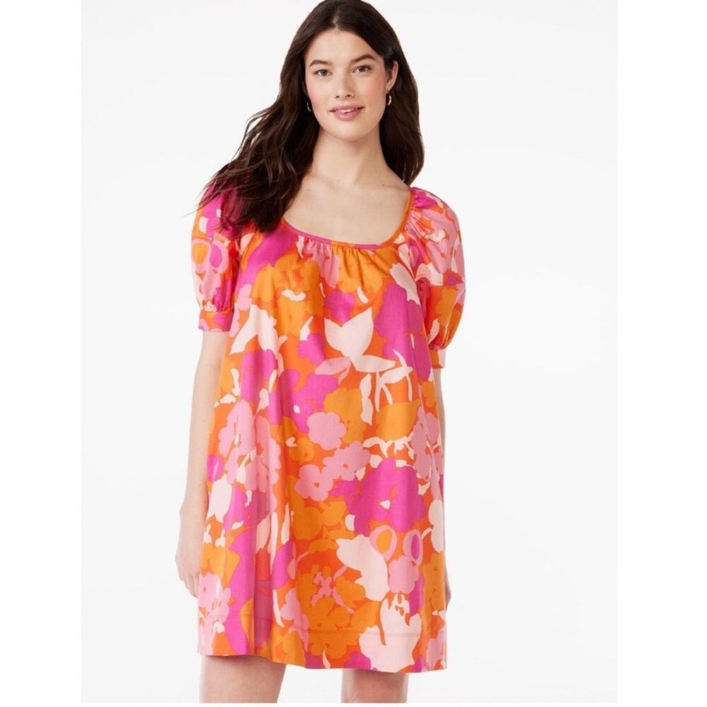 Free assembly Vibrant Pink and Orange Floral Dress